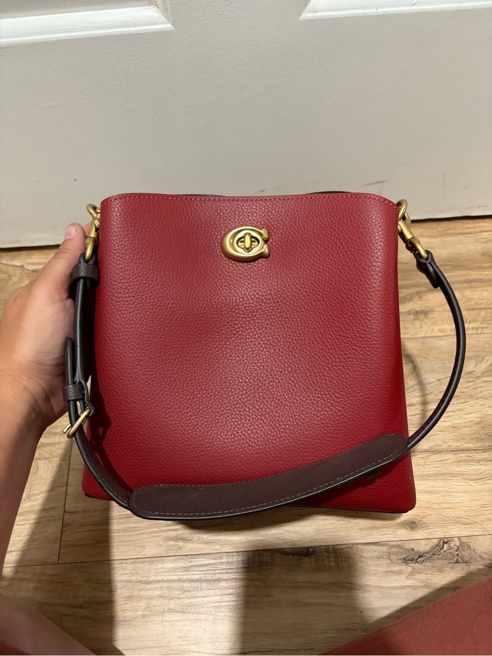 coach willow bucket bag red
